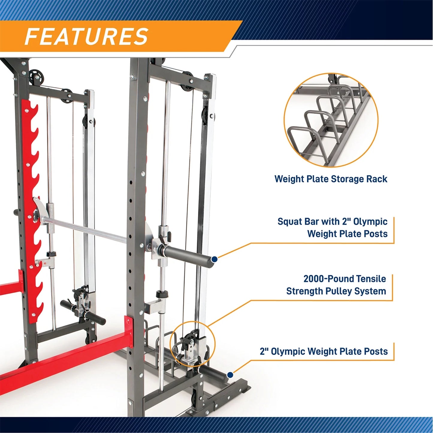 Pro Smith Machine Weight Bench Home Gym Total Body Workout Training System