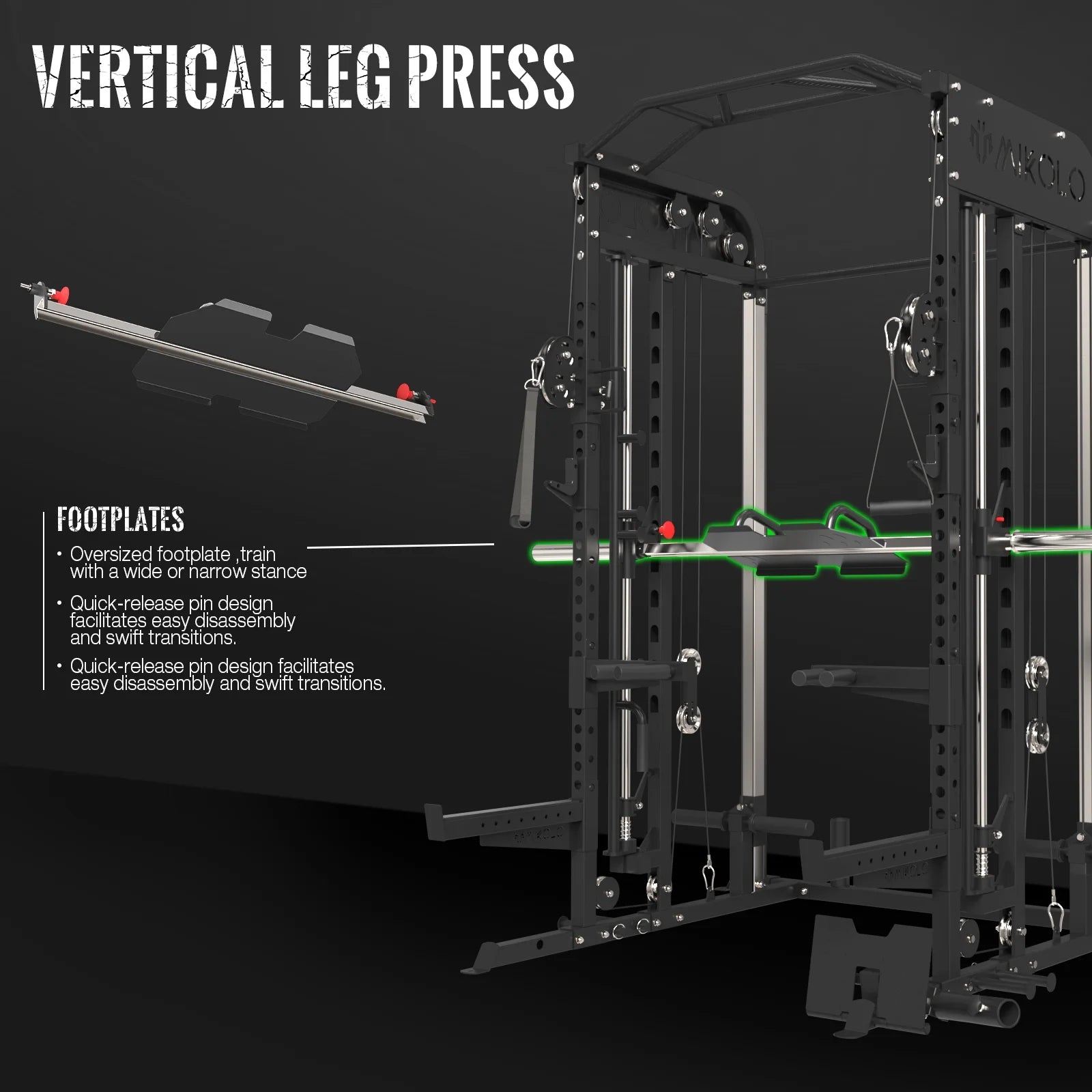 Smith Machine, All-In-One Power Rack Cage with Adjustable Cable Crossover, Vertical Leg Press and Smith Bar with 800 Lbs Capacity Weight Bench